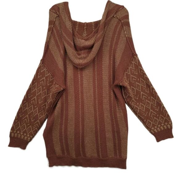 BKE Medium Jacquard Hooded V-Neck Pullover Sweater - Picture 2 of 10